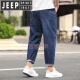 吉普（JEEP）弹力牛仔裤男九分裤直筒大码宽松加肥加大胖子肥佬潮棉夏季薄款抗 怀古蓝ZL1390-3 36 建议180-190斤