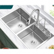 
Happy Good Lady's Vegetable Basin Double Tank Kitchen Washing Basin Handmade 304 stainless steel sink Large double tank dishwashing tank Household vegetable washing water Super large three tank 12048cm luxury package with