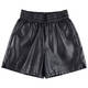 Sheng Saixi Leather Shorts Autumn and Winter New High Waist Women's Slim Fit Loose A-Line Wide Leg Pants Boot Pants PU Leather Pants Black M 95-110Jin Jin is equal to 0.5 kg