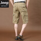 Jeep (Jeep) Arbeitshorts Herren Sommer dünne reine Baumwolle Fünf-Punkte-Hosen mit großer Größe loser mittelgroßer Hosen Mehrfach-Pocket-Freizeit-Shorts 9889 Military Green 36 zwei Fuß acht