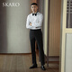 SKARO [Same Model in Celebrity] Tasto Dress Long Sleeve Shirt for Men's Wedding Banquet French Wing Collar Shirt White SKE851 (cufflinks need to be purchased separately) 40