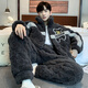 Langsha winter men's cotton pajamas coral velvet three-layer thickened warm home clothes for winter students can be worn outside students LMMQ9923 XL code 170-175CM/135-155Jin[Jin equals 0.5 kg]
