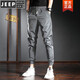 JEEP SPIRIT ice silk solid color casual pants men's tying pants harem pants small feet pants quick-dry printed sports casual pants black thin elastic 9900190000 solid color M single piece slim fit recommendation 95-110Jin [Jin equals 0.5 kg]