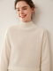 SENLIYA international light luxury high-end cashmere sweater women's half turtleneck pullover sweater loose thickened inner stitching milk white S