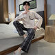 
Langsha pajamas men's spring and autumn long-sleeved suit 2024 new loose large size simple style student casual home clothing 15567 stripes L men (suitable for 100-130 Jin [Jin equals 0.5 kg])