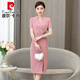 Vestido de pierre cardin vestido cheongsam para mujeres en verano temperamento joven feliz vestido de novia de suegra