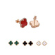 Fat Donglai's same four-leaf clover 18K gold stud earrings, 18k rose natural mother-of-pearl red and black agate needle earrings, earrings black (18k gold)
