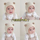 U/MUDI baby hats for autumn and winter, 0-3 years old, cute and super warm, male and female babies, ear protection plush pullover hat 2, small ball head hat, beige, head circumference 44-50cm (recommended for 0-3 years old)