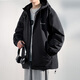 Dingfengbaoluo American cotton jacket men's autumn and winter casual cotton jacket thickened windproof hooded warm cotton jacket DFM18 black L