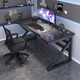 Litai Computer Desk Desktop Gaming Table and Chair Set Desk Study Table Home Simple Office Desk Work Table Writing Desk Justable Desk and Chair Combination Sesame Black 140cm