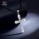 Aido Diamond Men's Platinum Pendant Flame Cross pt950 Platinum Pendant Glossy Carved Necklace Glossy Version 8.3-8.5g + With Black Leather Cord