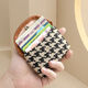 Qindu Zipper Coin Wallet Women's Mode Clutch Damen Mini Ultra-dünn kurz kleiner Brieftaschen-Kartentasche Münzbeutel Schwarz-Weiß-Houndstrap-Schnappschüsse Anti-Magnetisierung