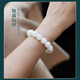 Manlicui New Year's Gift Hetian White Jade 12mm Bracelet Large Round Bead Bracelet Mutton Fat White Certificate for Men and Women