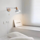 He Jiagong cream style bedroom bedside wall lamp French Bauhaus long pole rocker wall lamp telescopic study reading lamp A style cream lampshade + pull switch style