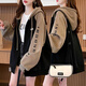 Han Huizhi Chaqueta con capucha para mujeres en primavera y otoño al estilo coreano suelto de longitud media versátil de moda de moda casual de moda para mujeres D695 Apricot primavera y otoño 2xl regular [recomendado 140-160Jin [Jin equivale a 0.5 kg]]]
