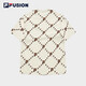 FILA FUSION trendy couple short-sleeved T-shirt in summer loose casual presbyopia full print round neck men and women top antique white-IV XL (180)