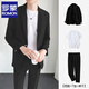 ROMON Korean style casual suit men's youth business autumn and winter handsome groom wedding small suit jacket single suit men black three-piece suit suit + pants + T-shirt XL