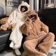 Rich Couple Bear Pajamas Women's Autumn and Winter Coral Velvet Flannel Men's Winter Hooded Thickened Home Clothes Set XY Velvet #66743 Male L (Weight 95-120
