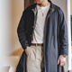Madden Workwear Contrast Color Balmakian Windbreaker Men's American Casual Loose Mid-Length Men's Coat All-Weather Jacket Autumn Navy Trendy Top/High-end Handsome XL
