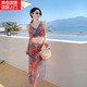 广月蓝2023泳衣女仙气比基尼bikini分体三件套保守显瘦遮肚性感温泉泳装 26001蓝色 XL （适合110-120斤）