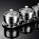 LeCali 304 stainless steel seasoning jar set seasoning bottle salt shaker kitchen seasoning jar dust-proof with spoon combination storage box seasoning jar set with tray with spoon