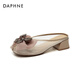 达芙妮（DAPHNE）拖鞋女外穿夏2024夏季新款女鞋网纱包头女拖居家夏天配裙子凉拖 杏色 36 (230mm) 标准码