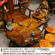 
Tea table with mouth-carved tree roots, golden silk nanmu root carving tea table, tea table, camphor wood special-shaped wood carving living room carving flowing water tea art table 38 J9855