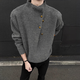 Yiran presents irregular button design turtleneck sweater for men, Korean trendy brand, handsome and lazy oversize sweater top, gray XL, recommended 140-160Jin Jin is equal to 0.5 kg