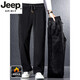 JEEP SPIRIT high-end sweatpants men's autumn and winter velvet thickened sports trousers middle-aged dad loose large size straight casual pants dark gray ((spring and autumn) M (weight 110-126)