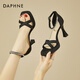 Daphne high heel sandals for women 2025 summer new one-liner straps for outer wear rhinestone temperament fashion shoes for women versatile women shoes black 37