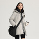 Ai Lai Down Jacket Women's Fashion Hooded Removable U-shaped Pillow Commuting Warm Jacket Pine Mist Gray M