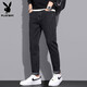 花花公子（PLAYBOY）冬季牛仔裤男士加绒加厚新款潮牌帅气百搭长裤子男裤秋冬 6621蓝色 34