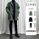 安初夏中长款夹克外套男士休闲套装春秋季痞帅气搭配修身衣服男装三件套 1591黑色外套黑毛衣套装 M