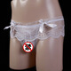 European and American men's sexy lingerie underwear, perverted sexy lace thong men's underwear, sexy transparent low-waisted seamless temptation in bed, perverted role-playing couple's intercourse stimulation, suspender style, white, oily cover, jj opening, 100-160Jin Jin equals 0.5 kg