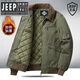 JEEP SPIRIT吉普精神棉衣男士冬季夹克棉服羊羔绒工装男毛领保暖加厚男装 9227军绿 XL 建议136-155斤