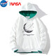 NASA MARVEL假两件连帽卫衣男秋冬款美式撞色拼接宽松潮流休闲套头上衣外套男 黑色689 3XL