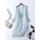 Manga china de marca de lujo de alta gama 2021 Cardigan de longitud media para mujeres Exteriores retro bordados bordados chaqueta cheongsam azul 6191 M90-115Jin [Jin equivale a 0.5 kg]