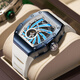 Bugatti (Bonest Gatti) Watch Herren Deutsche Mechanik Uhr Vollautomatisch hohle wasserdichte leuchtende Barrel Licht Luxus Männer Uhr 9902 Flamme Rot