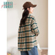Halo Queen thick long-sleeved shirt women's autumn and winter trendy pocket plaid shirt new casual top jacket H144C6004