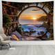 
Nordic window sill landscape hanging cloth background cloth room bedside wall cloth bedroom decoration tapestry canvas live mural 6169 [horizontal] [fragrant cloth] Collection 150 height * 200 width CM [send installation package] + star
