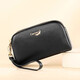 Krokodil -Hemd Doppel Reißverschluss Kopfschicht Cowhide Handgelenksbeutel Frauen Clutch Bag Einfacher langes Geldbeutel T2008 Schwarz