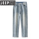 JEEP SPIRIT美式微喇加绒牛仔裤男士秋冬季加厚2024新款痞帅宽松直筒男生裤子 9901怀旧蓝 L 【130-145斤】