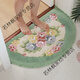 Xingwan semicircular floor mat bathroom semicircular floor mat room door mat toilet door door anti-slip absorbent foot mat living room field flocking flower cut tassel style-rose red 40x60CM (semicircle)