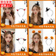 Saint Xian Halloween headdress funny cos little devil dress up headband female pumpkin headband props decoration hair accessories sticker little devil red wings headband + pumpkin lantern headband