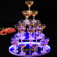 He Jiagong champagne tower cup new champagne tower wedding props three-layer round acrylic wine tower shelf birthday hotel pie thickened champagne cup 22 pieces