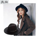 Men Women Fedora Hat Men and Women Autumn and Winter Wet Top Hat Gentleman Jazz Flat-brimmed Felt-brimmed Hat Black Adjustable