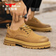 Bull Family Herrenschuhe Frühling neuer britischer Stil lässige Lederschuhe Retro Big Toe Workwear Schuhe Herren trendy Low-Top Martin Boots gelb [Four Seasons GN123101551] 41 (Standard-Sportcode)