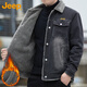 Jeep (JEEP) coat men's autumn and winter loose velvet warm denim jacket men's casual clothes men's black XL