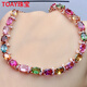 TOAY Tourmaline Bracelet Women Rainbow Tone Color Beautiful Crystal Good Texture Stick 925 Silver Seiko Inlaid Birthday Gift Tourmaline Bracelet