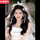 头纱 求婚超仙新款百搭蝴蝶结头饰高级感领证新娘结婚旅拍森系唯 头饰套装